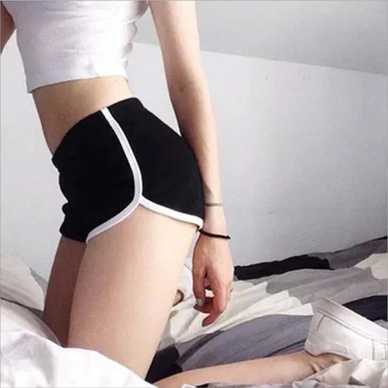 Candy-Color Sports Shorts — Elastic-Waist Casual Beach Shorts for Women