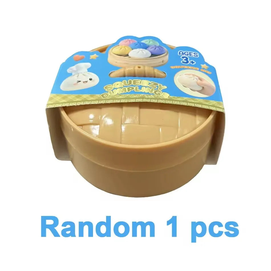Dumpling Squishy Stress Toy — Cute Slow-Rising Sensory Fidget with Steamer Box
