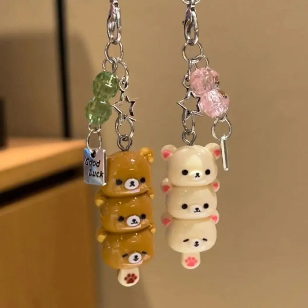 Cute Bear Phone Charm Keychain — Kawaii Bag Charm for Keys, AirPods & Phone