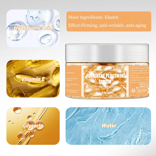 50-Count Collagen Serum Capsules Anti-Aging Spot & Wrinkle Treatment Hyaluronic Acid Whitening
