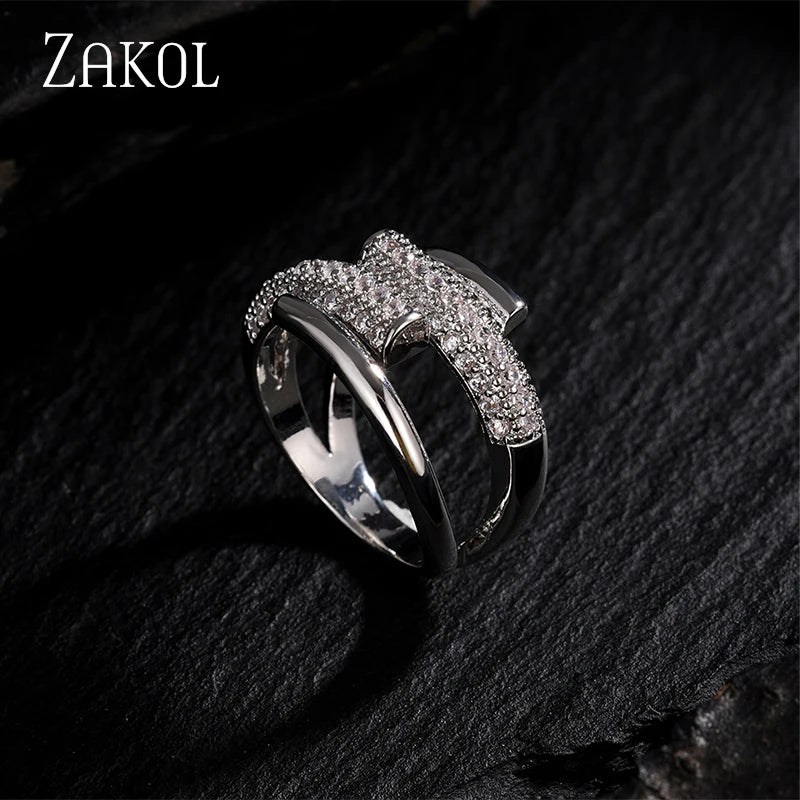 Yellow Zirconia Statement Ring — Sparkly CZ 3-Layer Adjustable Ring for Women