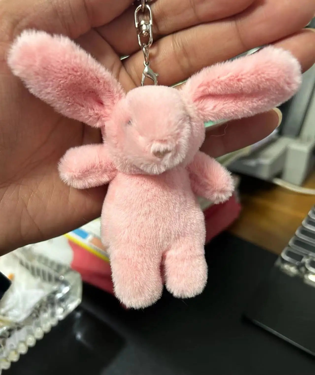 Fluffy Bunny Pom-Pom Keychain — Cute Plush Bag Charm for Girls