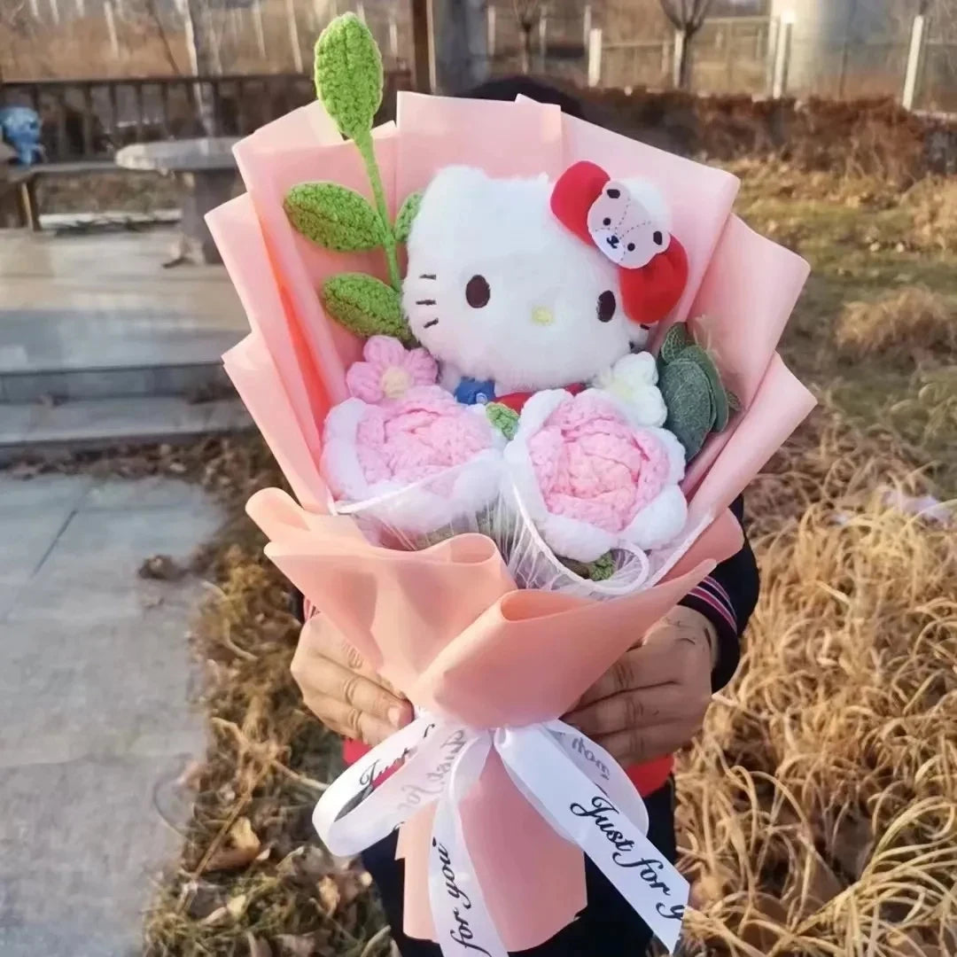 Hello Kitty Plush Rose Bouquet — Kawaii Sanrio Anime Flower Gift
