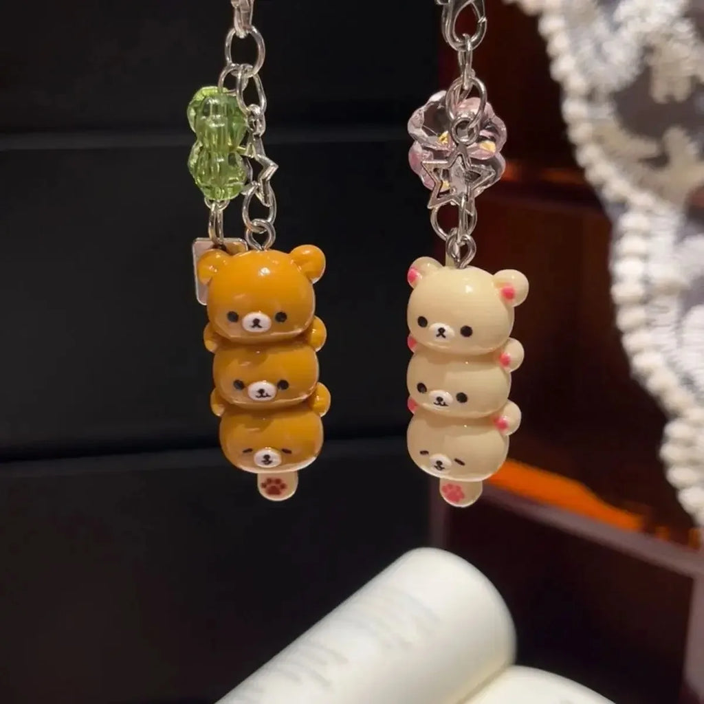 Cute Bear Phone Charm Keychain — Kawaii Bag Charm for Keys, AirPods & Phone