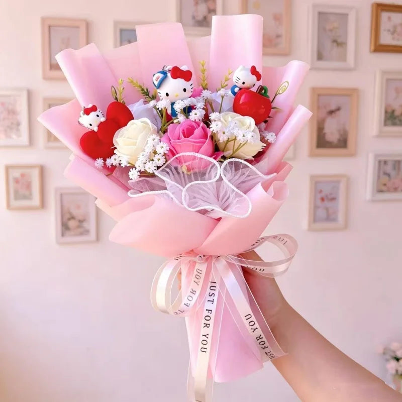 Sanrio Hello Kitty Flower Bouquet — Cute Artificial Rose Gift Bouquet
