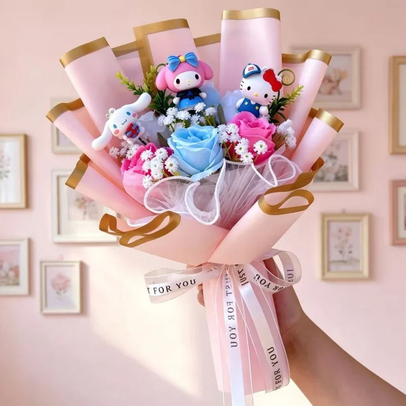 Sanrio Hello Kitty Flower Bouquet — Cute Artificial Rose Gift Bouquet