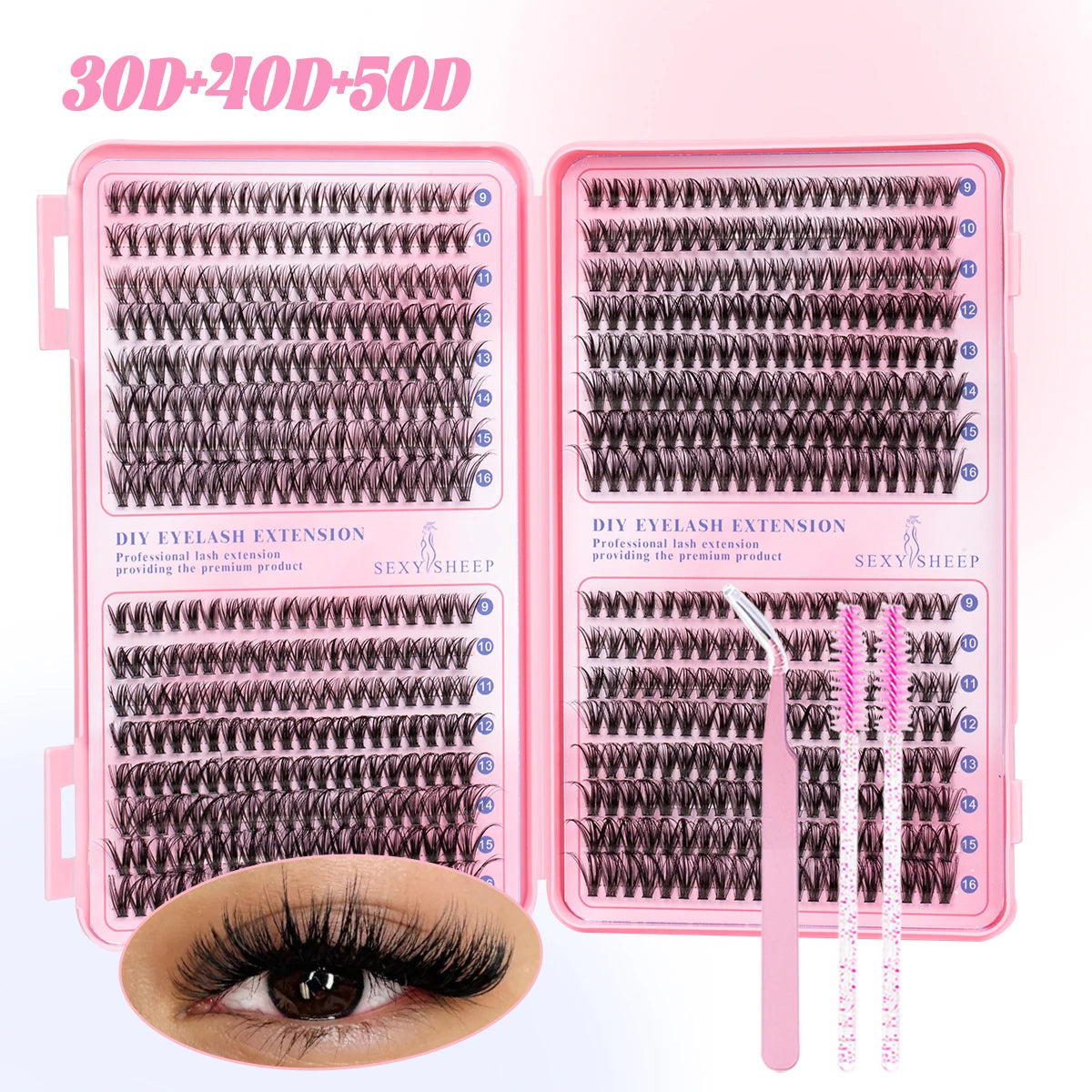 DIY Cluster Lash Extensions Kit — Reusable Wispy Faux Mink Lashes