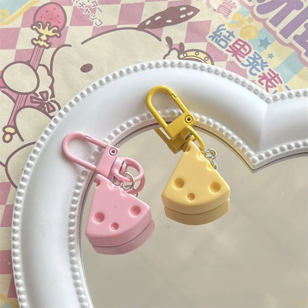 Kawaii Cheese Keychain — Cute Cheese Block Bag Charm & Key Ring
