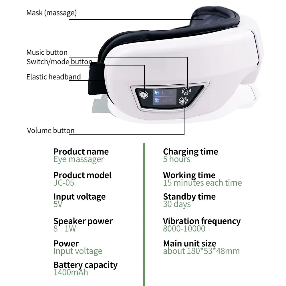 Smart Heated Eye Massager — Bluetooth Music, Foldable