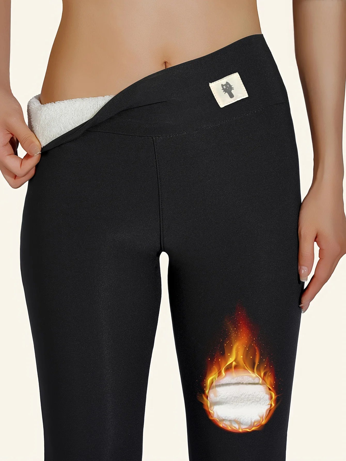 Lamb Cashmere Fleece Leggings — High-Waist Warm Winter Joggers