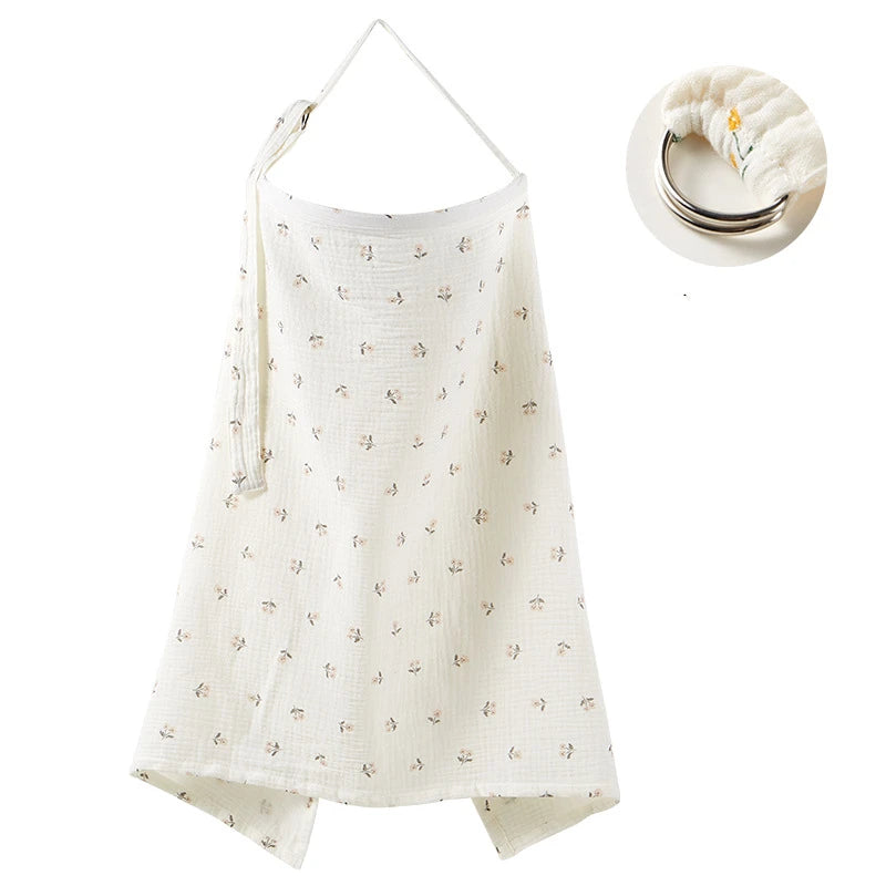 Cotton Muslin Nursing Cover — Breathable Breastfeeding Privacy Blanket & Stroller Cover