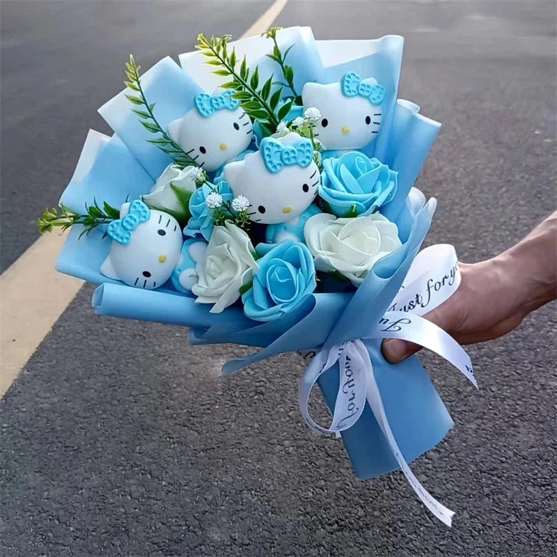 Hello Kitty Plush Rose Bouquet — Kawaii Sanrio Anime Flower Gift