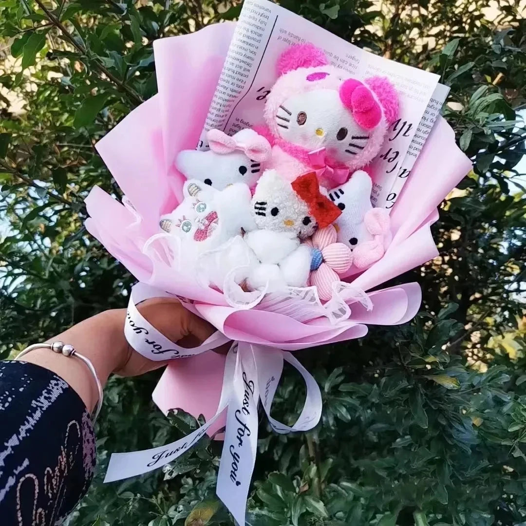 Hello Kitty Plush Rose Bouquet — Kawaii Sanrio Anime Flower Gift