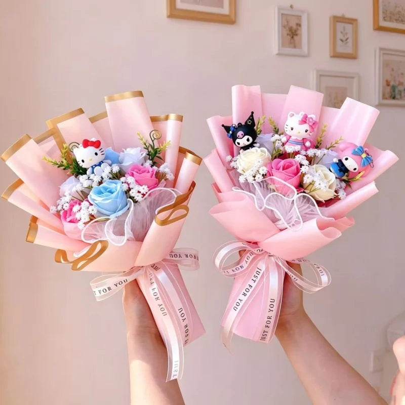 Sanrio Hello Kitty Flower Bouquet — Cute Artificial Rose Gift Bouquet