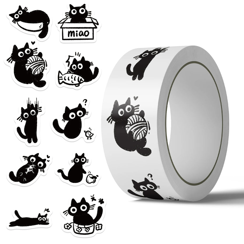 Cute Black Cat Stickers (500 Pcs) — Kawaii Waterproof Journal & Laptop Decals