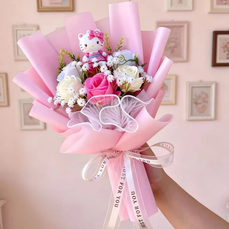 Sanrio Hello Kitty Flower Bouquet — Cute Artificial Rose Gift Bouquet